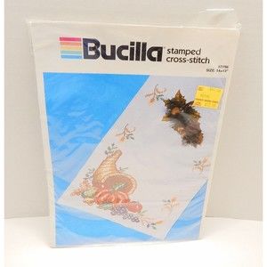 Bucilla Fall Cornucopia Holiday Table Runner Stamped Cross Stitch Kit 82798